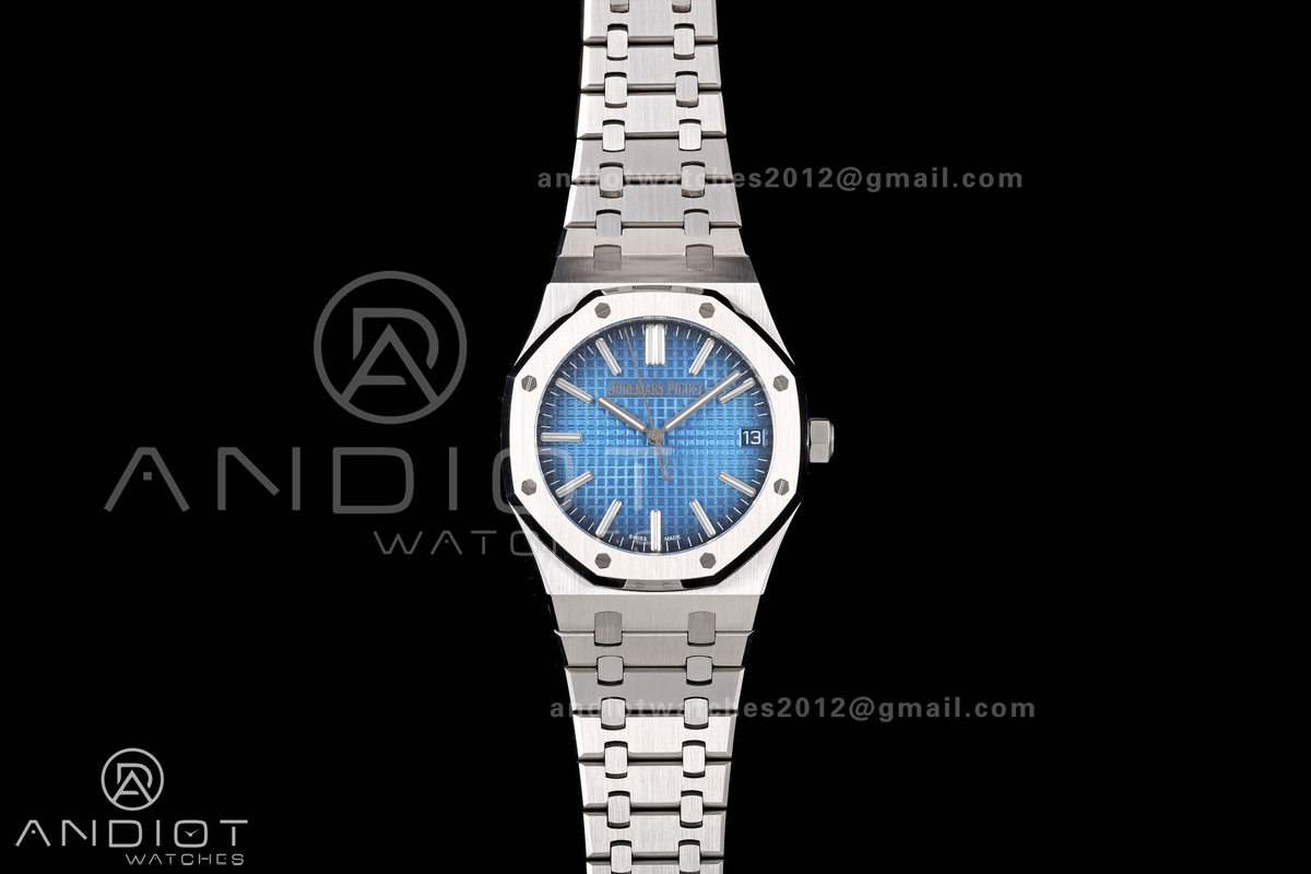 Royal Oak 41mm 15510 SS JF 1:1 Best Edition Blue Ombre Dial on SS Bracelet SA4302 Super Clone
